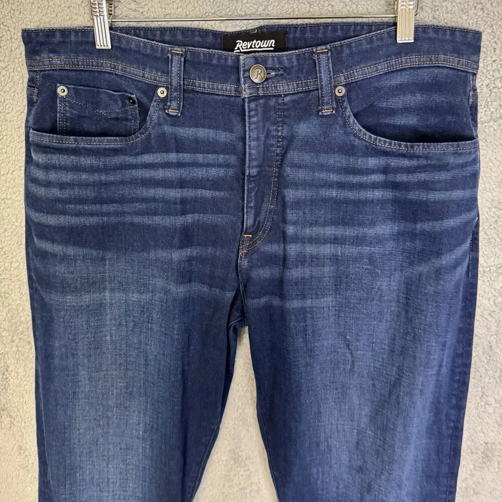 Revtown Sharp Jeans 36x29 Straight Leg Stretch Blue Dark Wash Decade Denim Pants